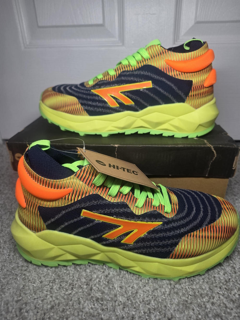HI-TEC Kids Neon Orange & Lime Athletic Shoes